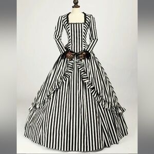 Victorian Choice Gothic Sleepy Hollow Gown Black & White Beetlejuice Dress